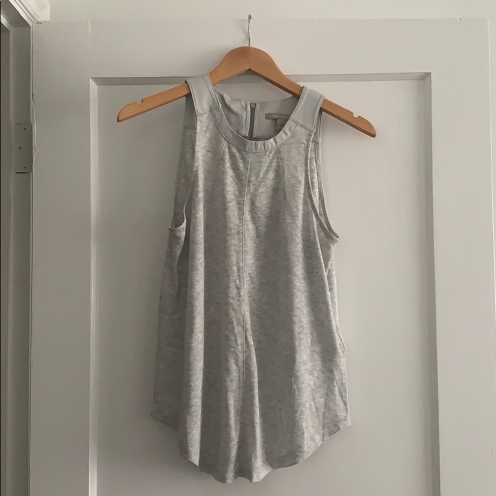 Faux Leather Trim Tank Top